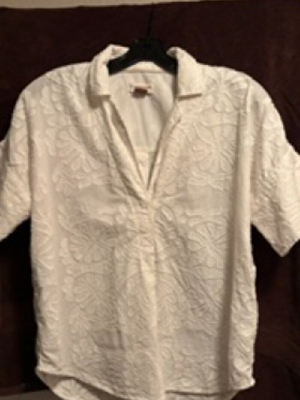 Anthropologie White on White embossed womens shirt